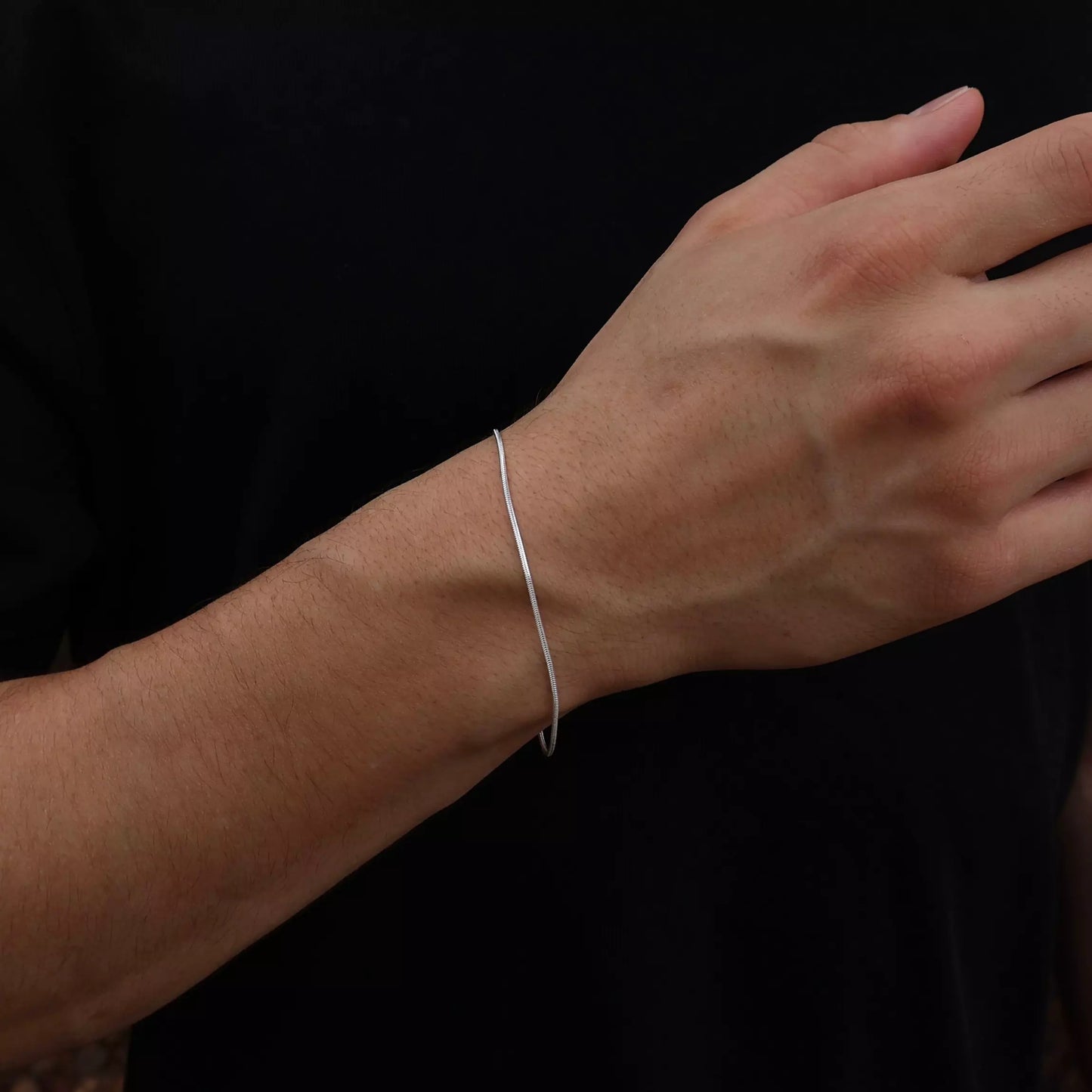 Men's Thin Rope Bracelet in 925 Silver