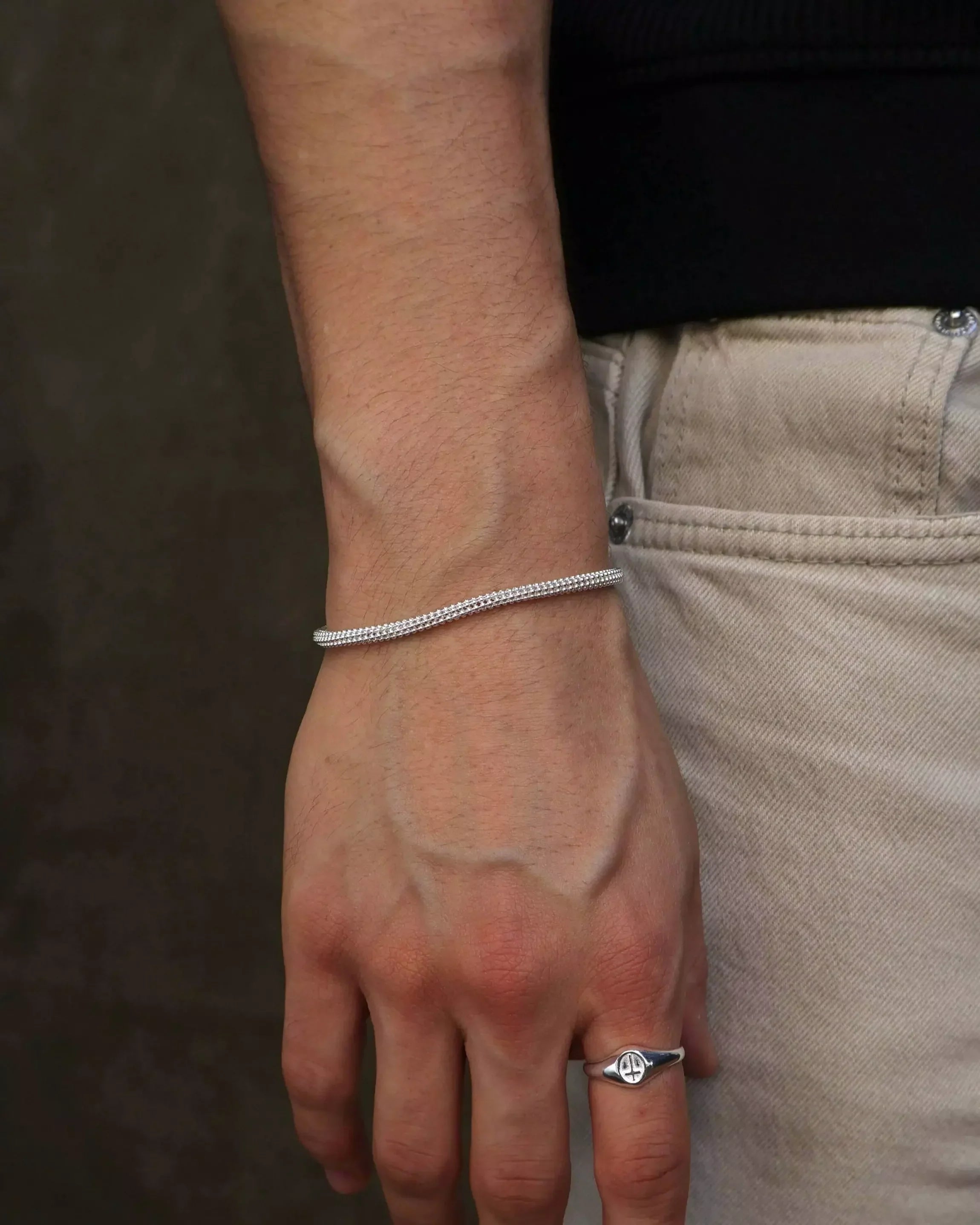 Fizzy Round Men's Bracelet in 925 Silver