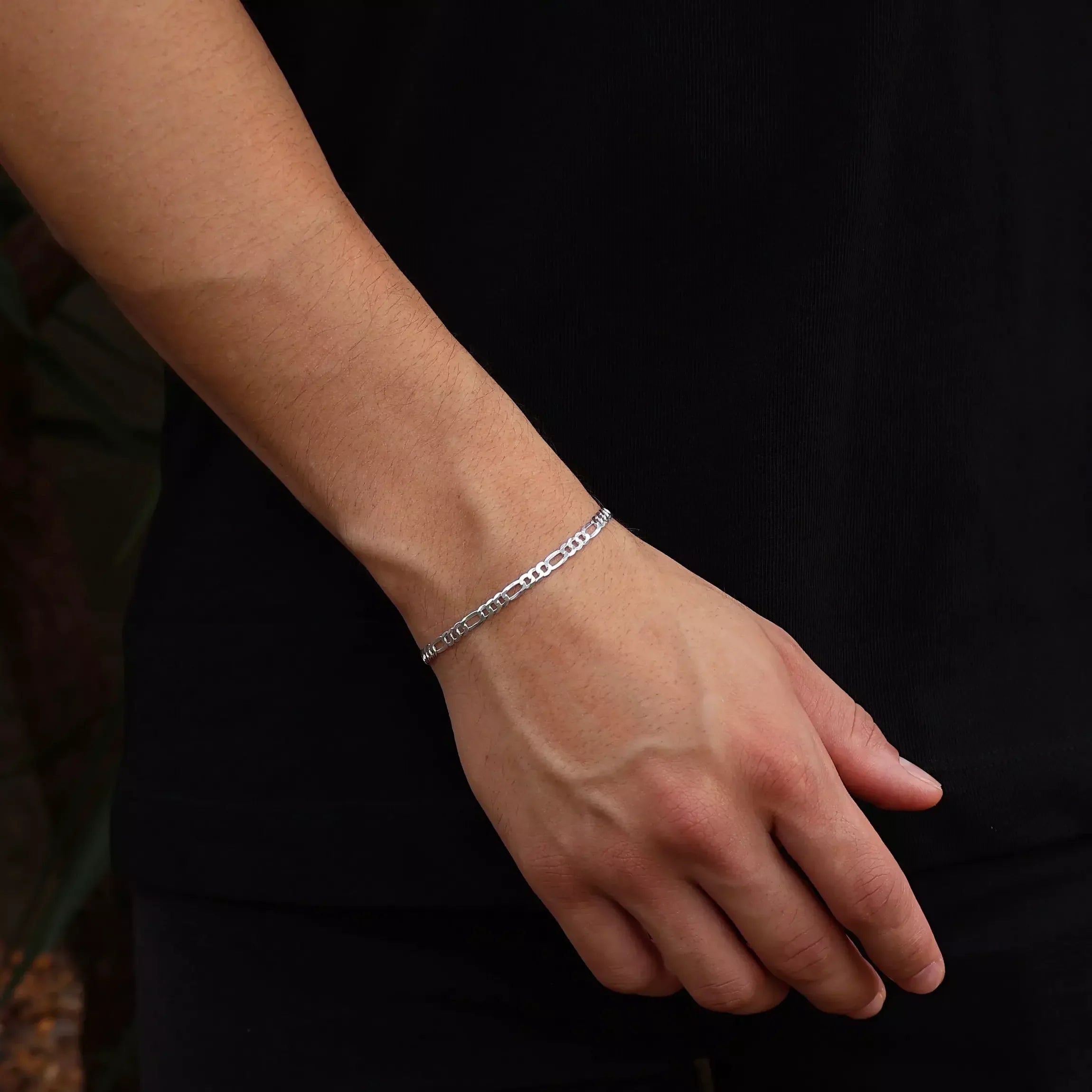 Men's 4 mm Figaro bracelet in 925 silver