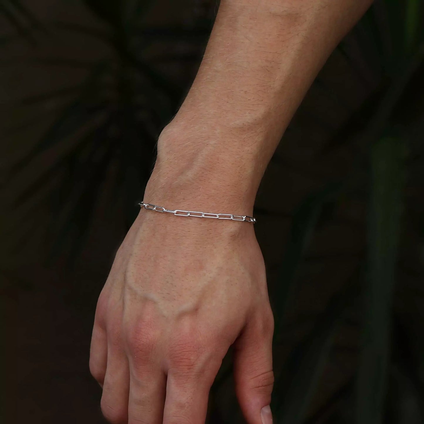Men's Long Link Bracelet in 925 Silver
