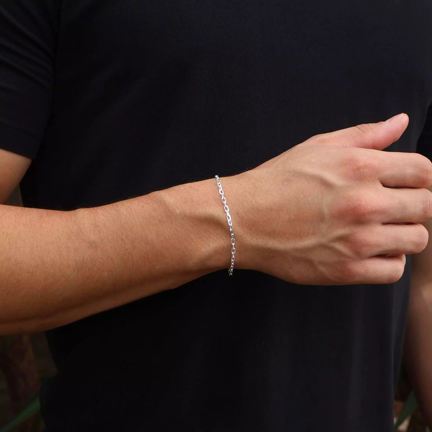 Men's Short Link Bracelet in 925 Silver