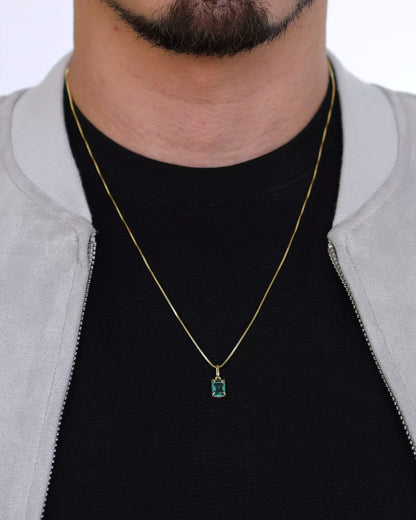 Slim Turquoise Crystal Necklace in 925 Sterling Silver – 18k Gold Plated