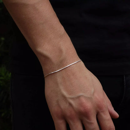 Men's Thin Laminated Bracelet in 925 Silver