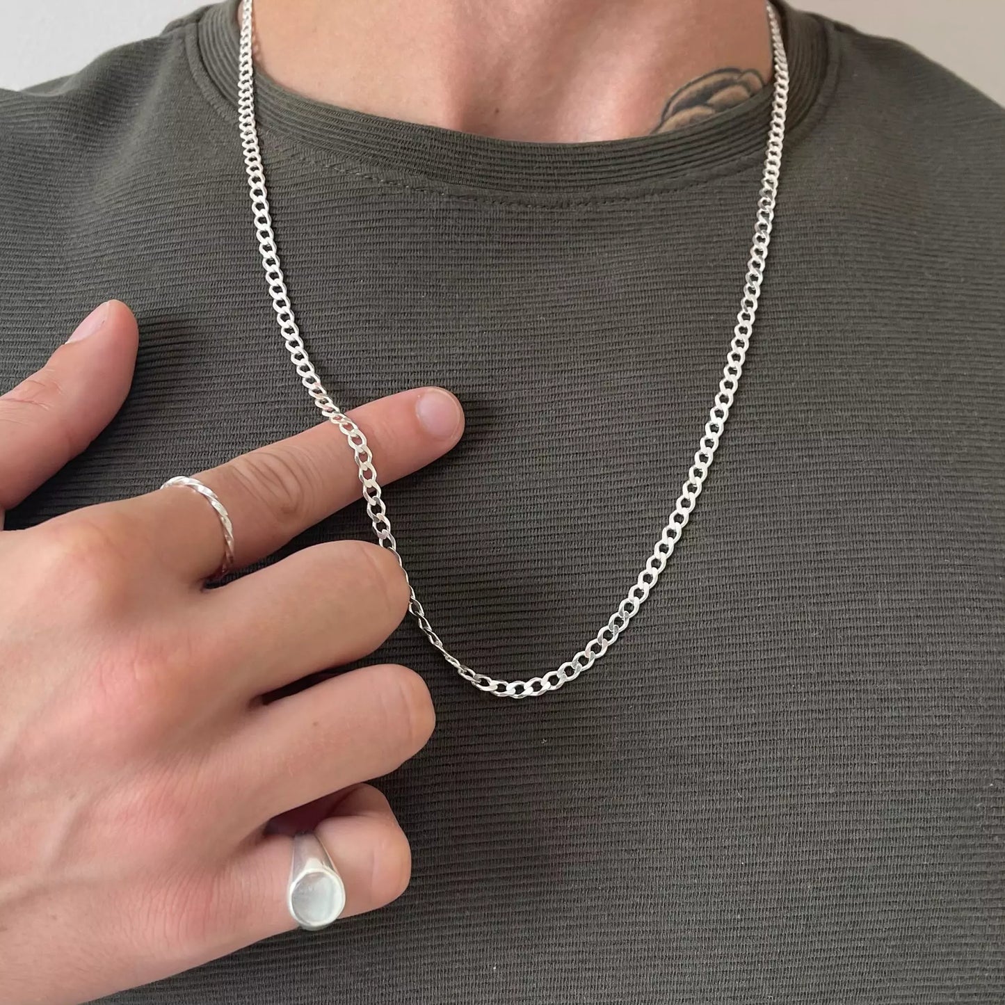 Men's 3 mm Grumet Chain in Sterling 925 Silver