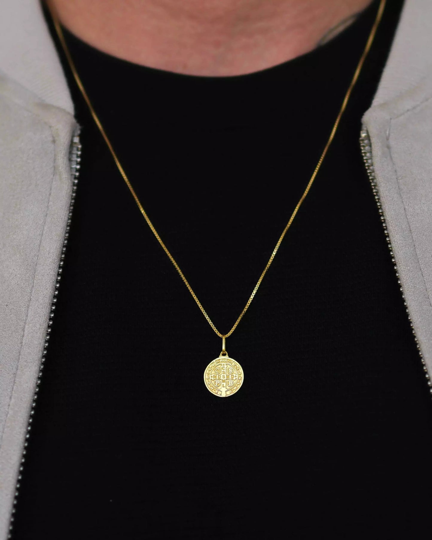 Saint Benedict Medal Necklace in 925 Sterling Silver – 18k Gold Plated