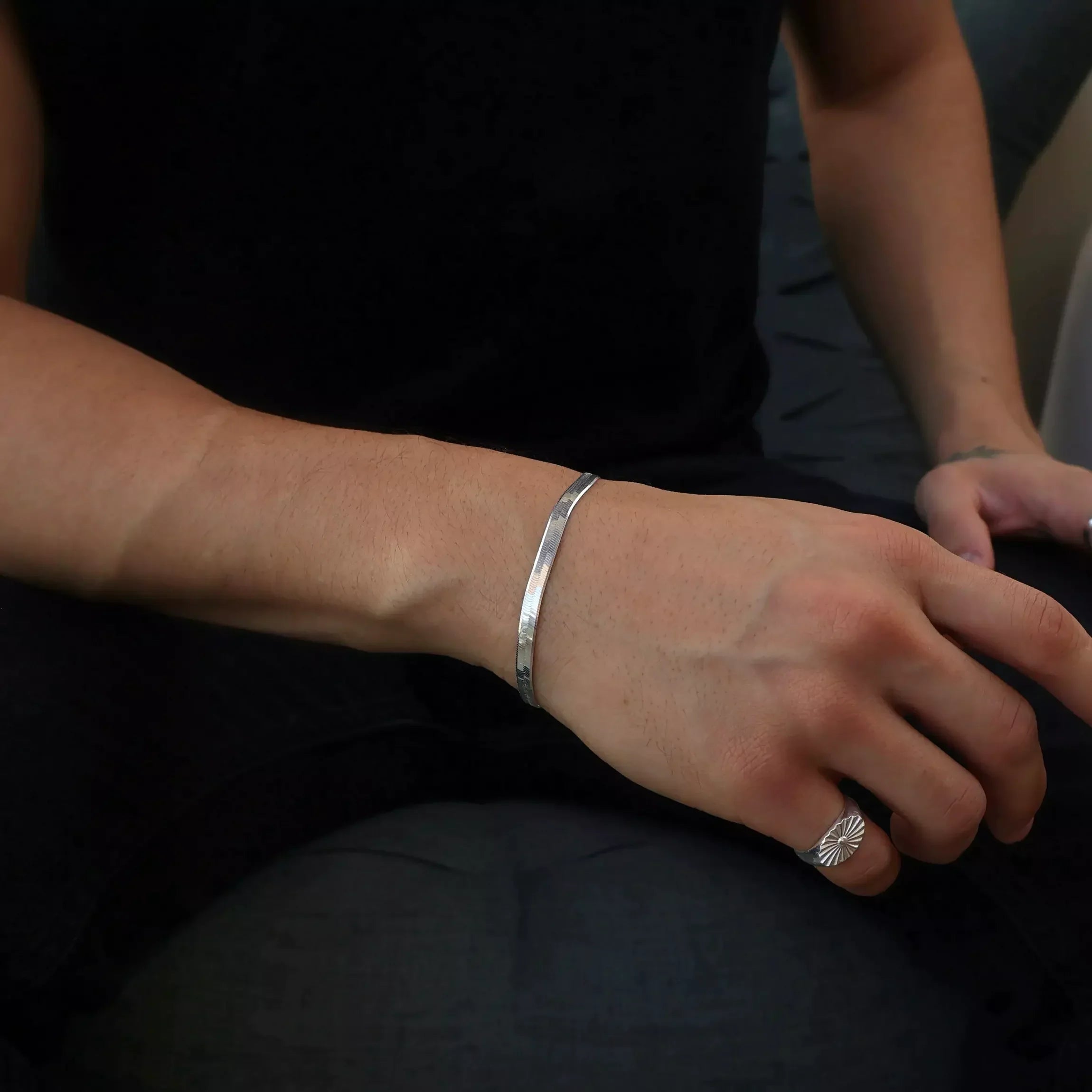 Men's XL Laminated Bracelet in 925 Silver