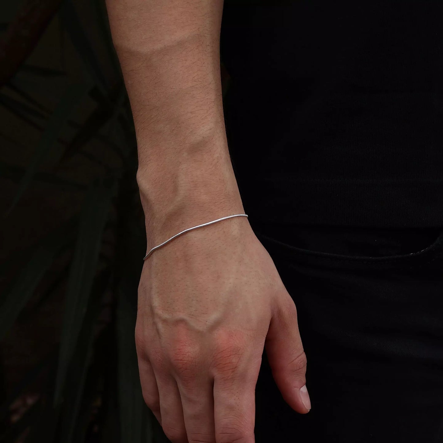 Men's Thin Rope Bracelet in 925 Silver