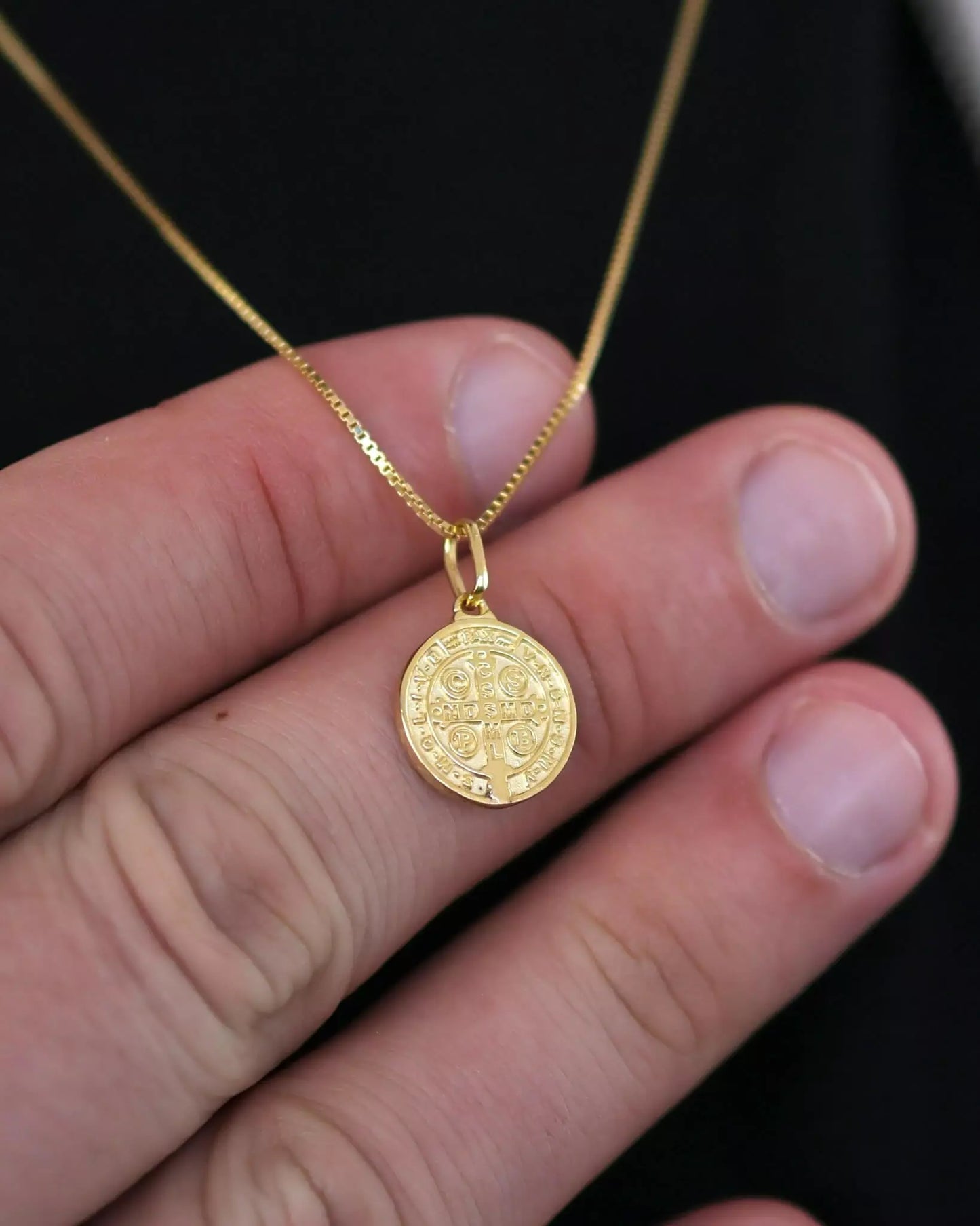Saint Benedict Medal Necklace in 925 Sterling Silver – 18k Gold Plated