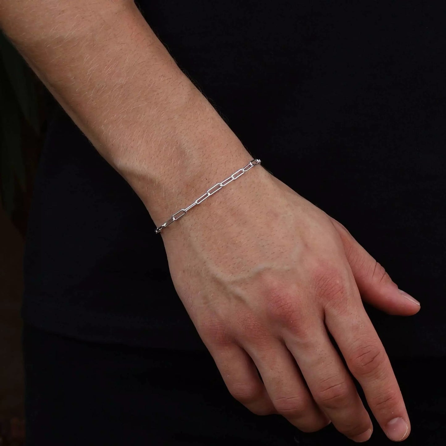 Men's Long Link Bracelet in 925 Silver