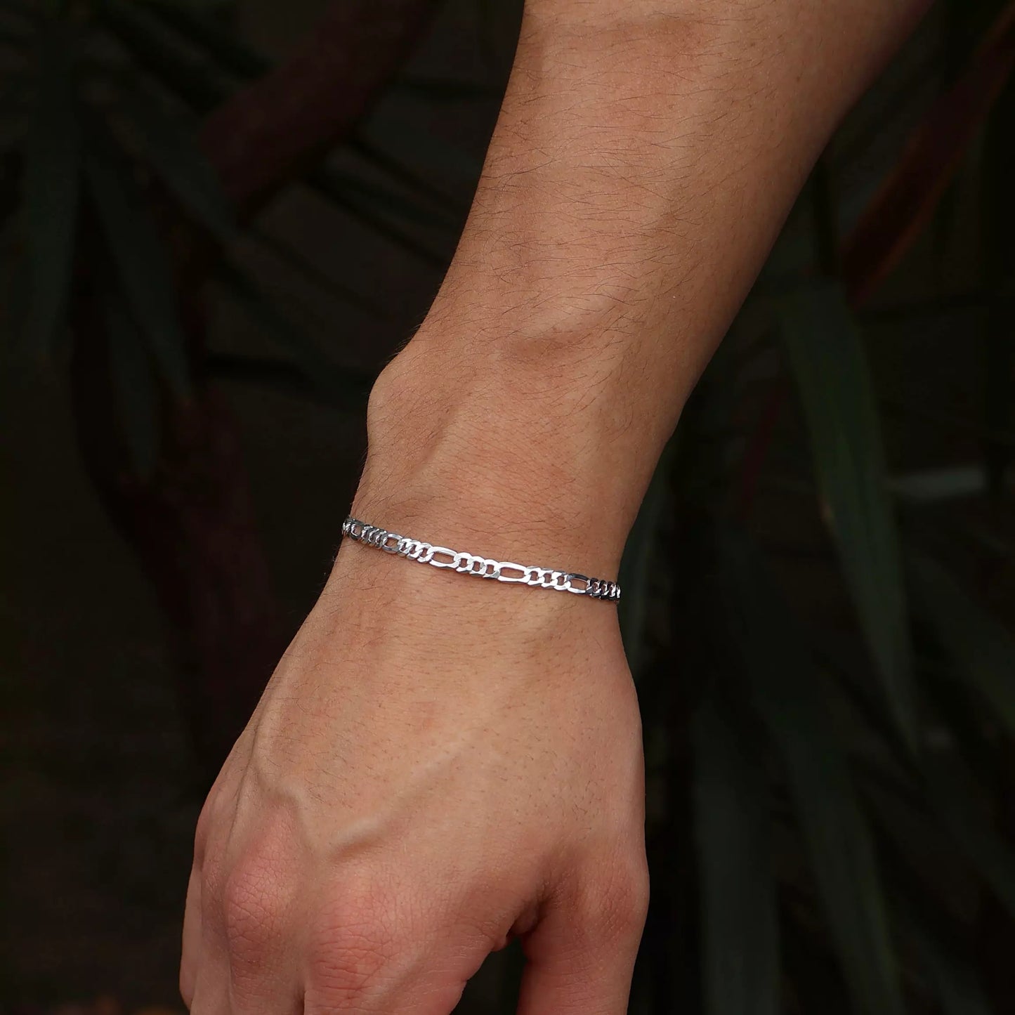 Men's 4 mm Figaro bracelet in 925 silver