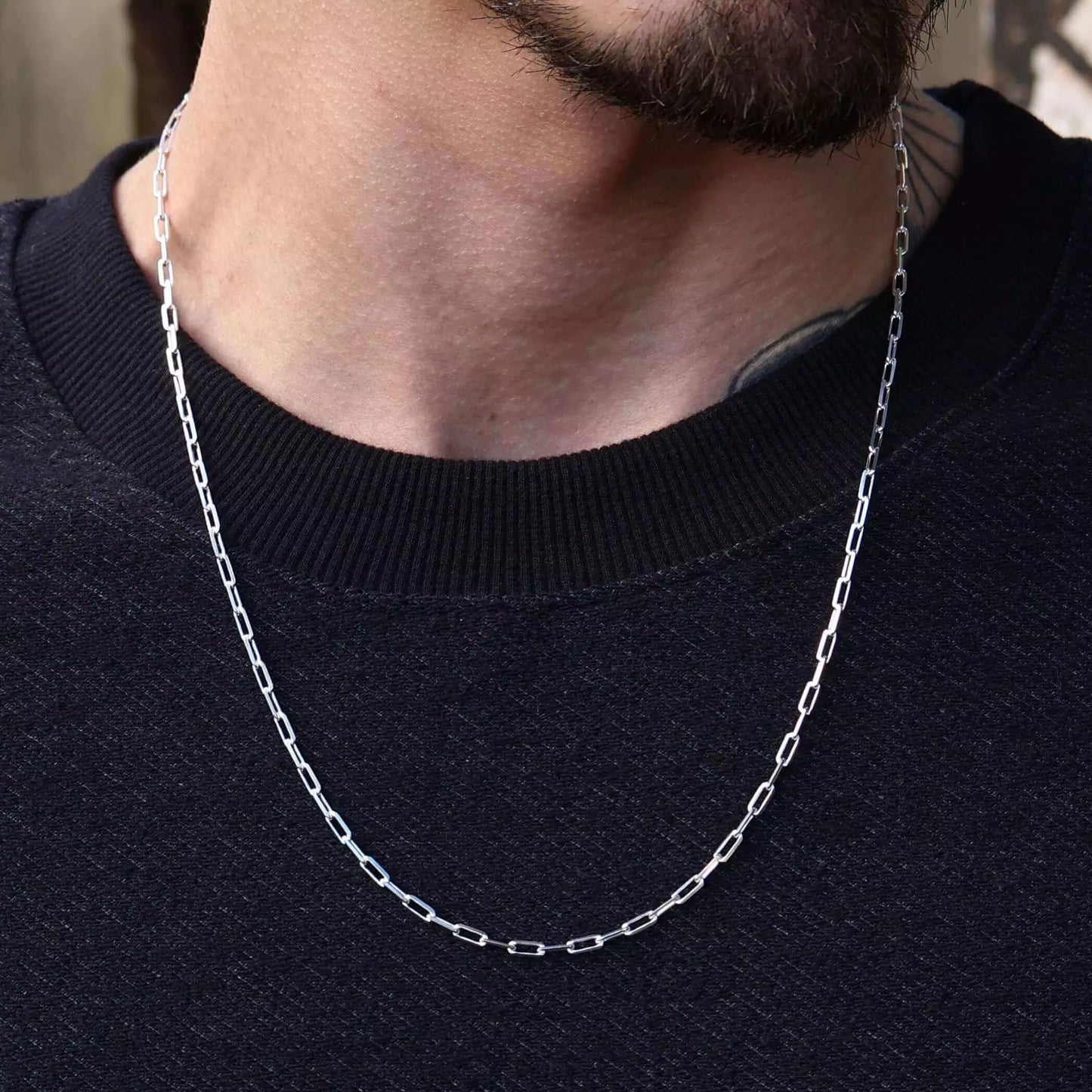 Long Link Chain in 925 Silver
