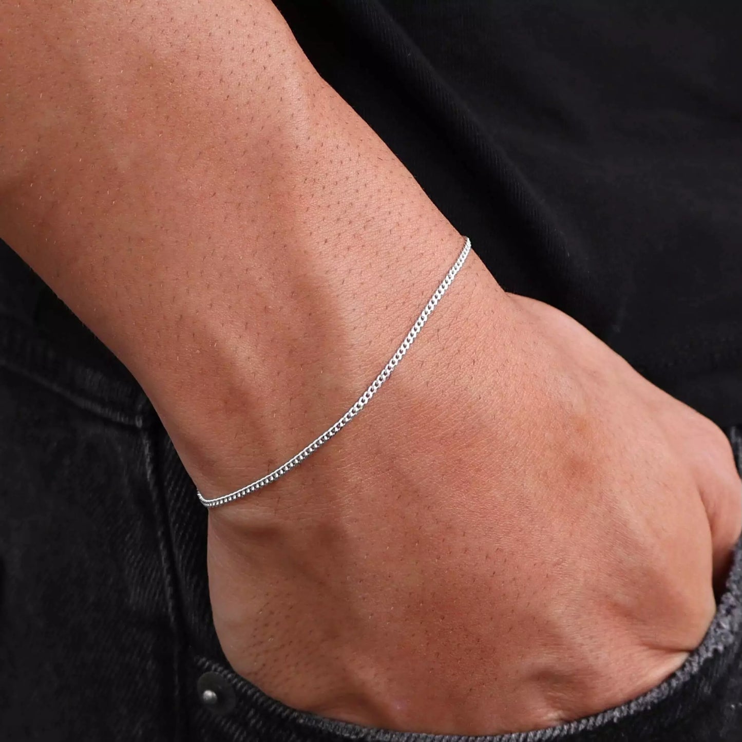 Men's Thin Grumet Bracelet in 925 Silver