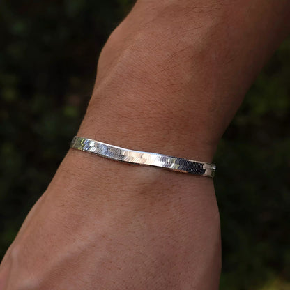 Men's XL Laminated Bracelet in 925 Silver