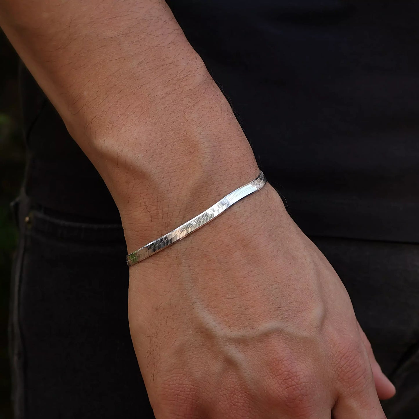 Men's XL Laminated Bracelet in 925 Silver