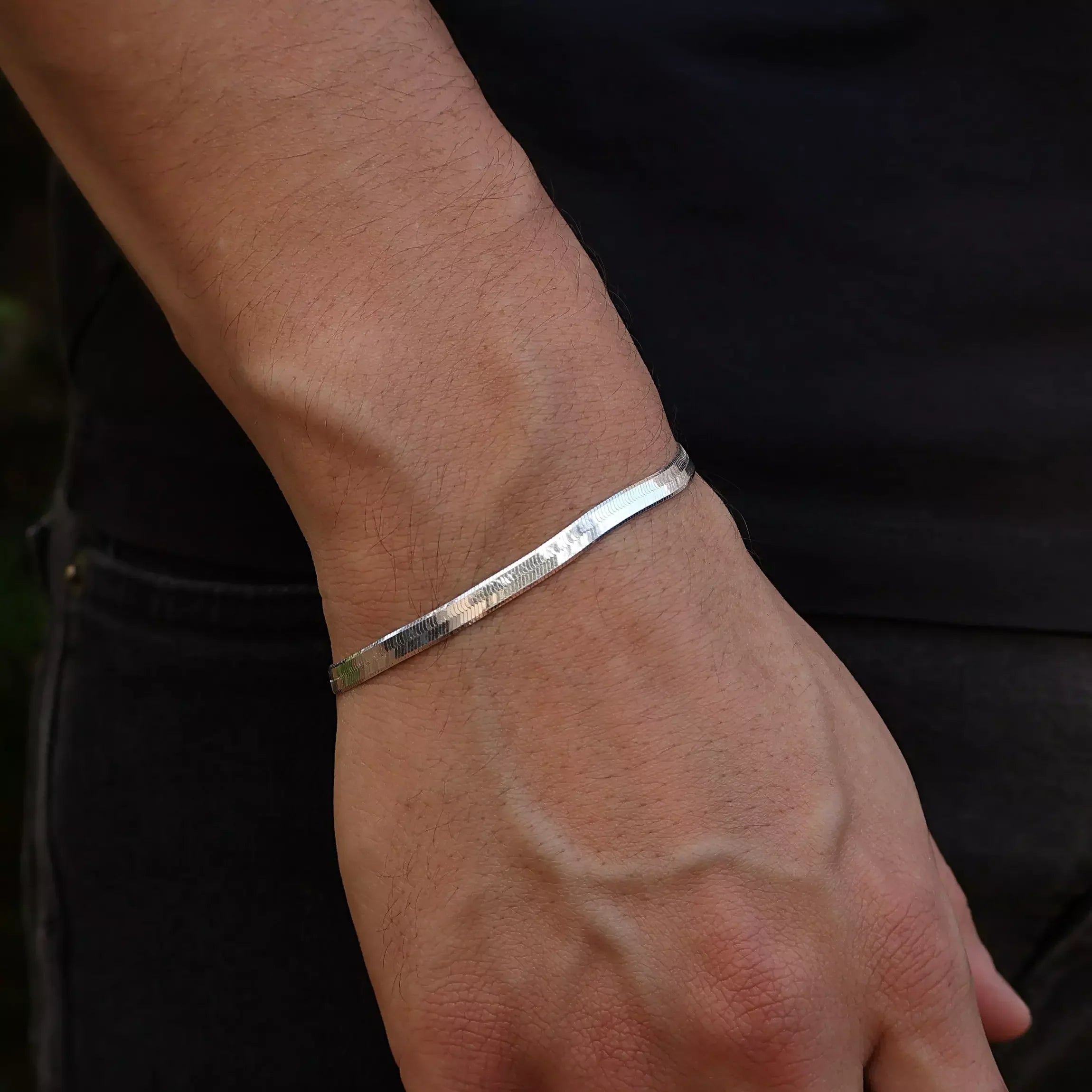 Men's XL Laminated Bracelet in 925 Silver